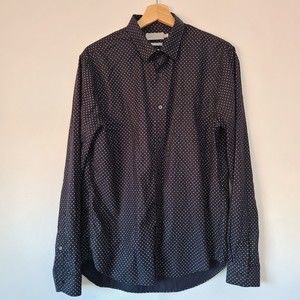 Vince Men's Black Stars Print Button-Front Dress Shirt Size M